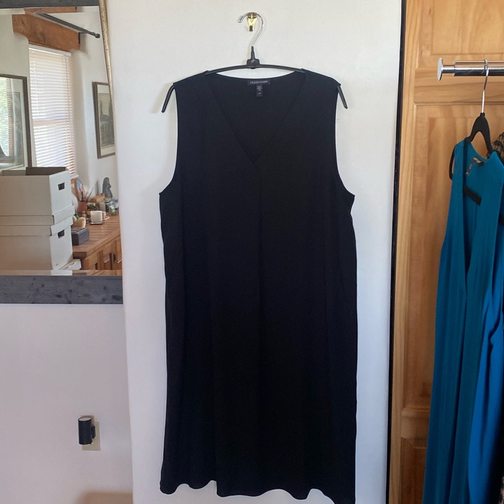 Black silk dress Eileen Fisher size large